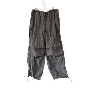 H&M Divided Gray Cotton Parachute Cargo Pants with Drawstring Hem